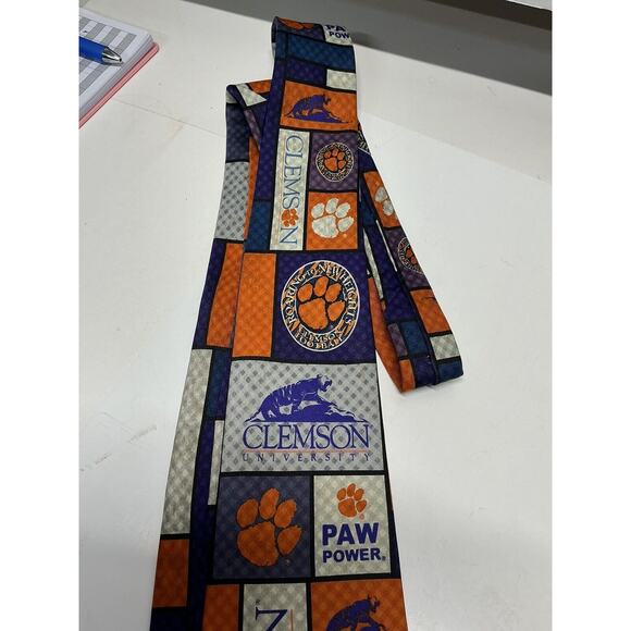 Clemson University Themed Tie Tclemson Tigers Football 100% Polyester - EUC - Picture 4 of 6